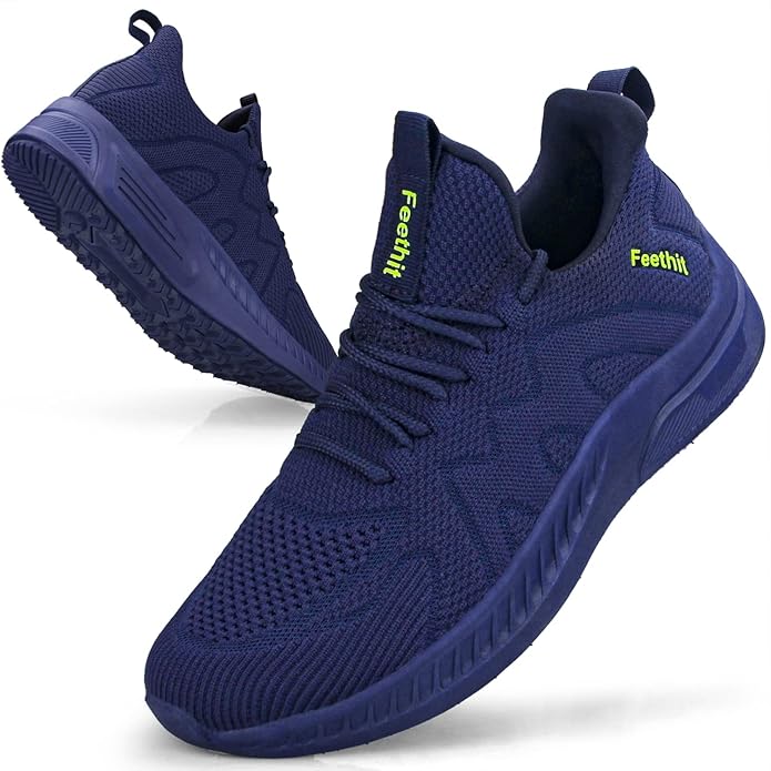Feethit Mens Non Slip Walking Sneakers Lightweight Breathable Slip on Running Shoes Athletic Gym Tennis Shoes for Men