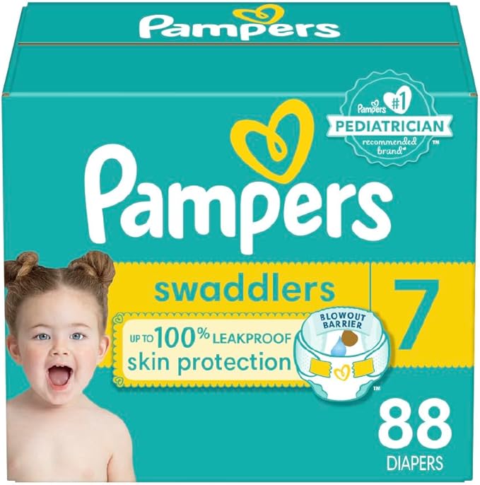 Pampers Baby Diapers - Swaddlers - Size 7, 88 Count, Ultra Absorbent Disposable Infant Diaper