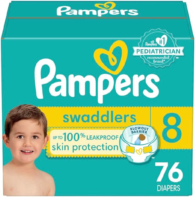 Pampers Baby Diapers - Swaddlers - Size 8, 76 Count, Ultra Absorbent Disposable Infant Diaper