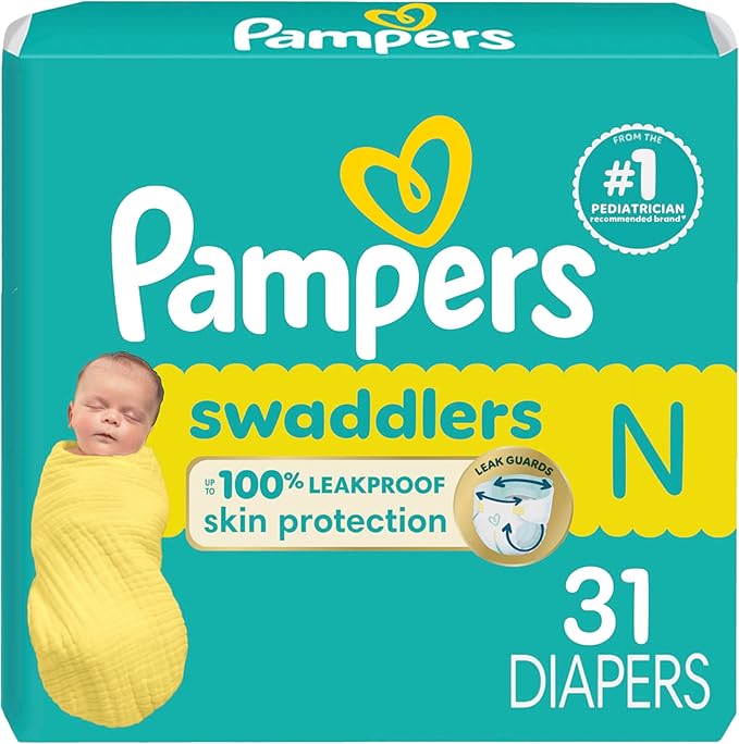 Pampers Baby Diapers - Swaddlers - Size 0, 31 Count, Ultra Absorbent Disposable Newborn Diaper