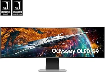 Samsung 49" Odyssey OLED G9 (G95SC) Series Curved Smart Gaming Monitor w QD-OLED, 240Hz, 0.03ms, AMD Freestyle Premium Pro, G-Sync Compatible, Dual QHD, Neo Quantum Processor Pro, LS49CG954SNXZA