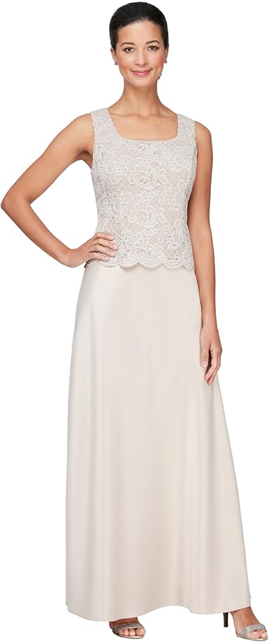 Alex Evenings Women's Two Piece Mother of The Bride Dress with Lace Jacket (Petite and Regular Sizes)