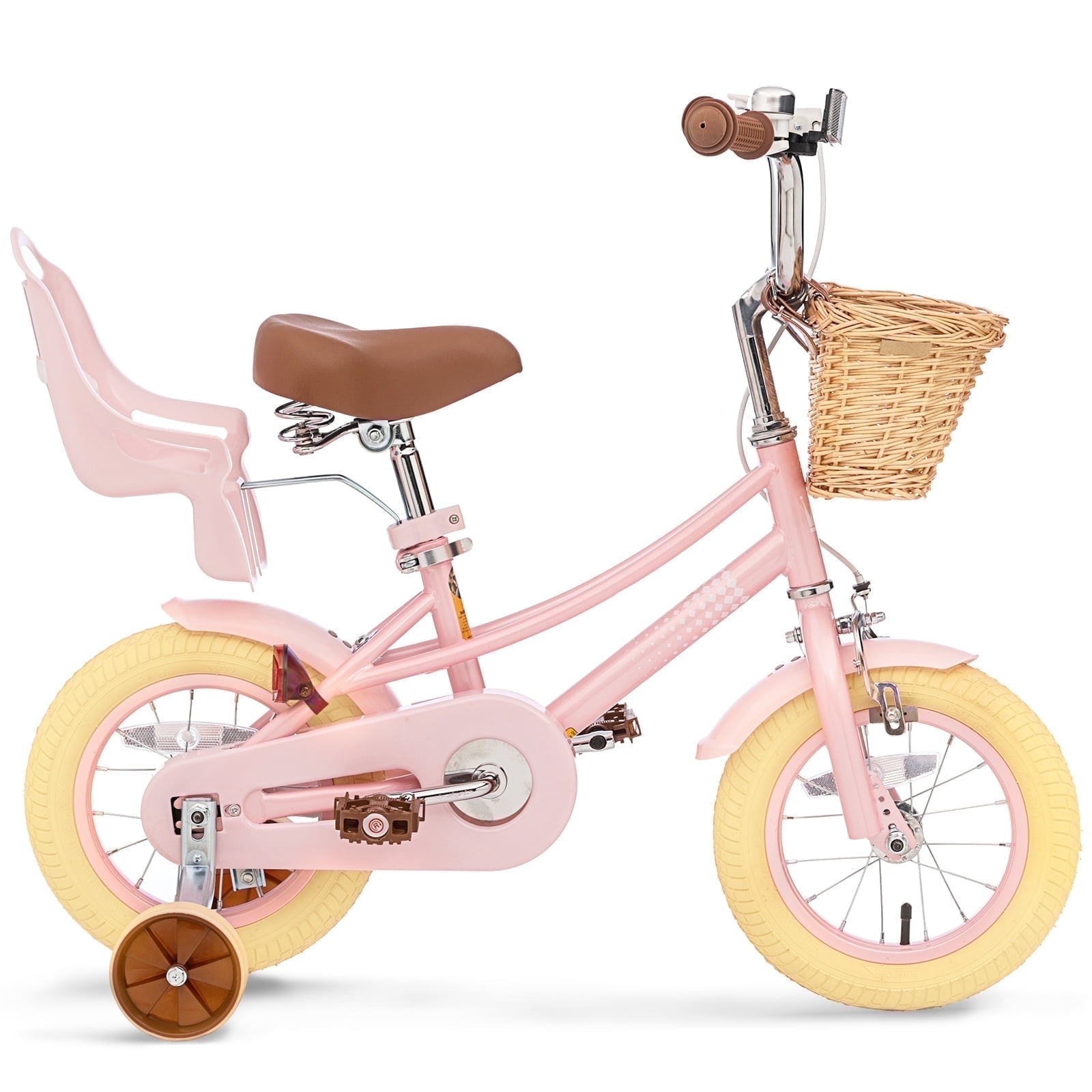 KORIMEFA Bike for Toddlers and Kids Ages 3-6 Years Old, 12 Inch Kids Bike with Training Wheels & Basket, 12 in Girl Bicycle with Handbrake & Kickstand