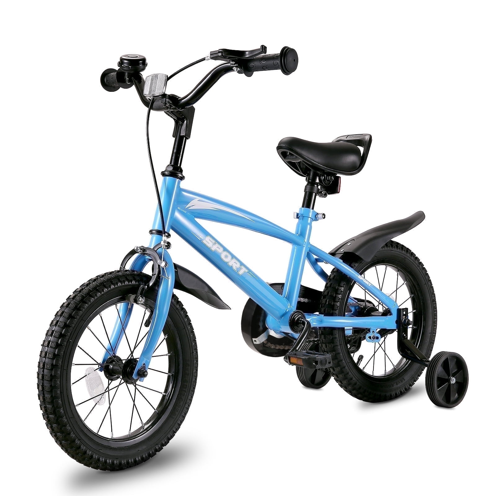 Naipo 12"/14"/ 16"/18" Kids Bike Girls and Boys Blue Bike with Removable Training Wheels