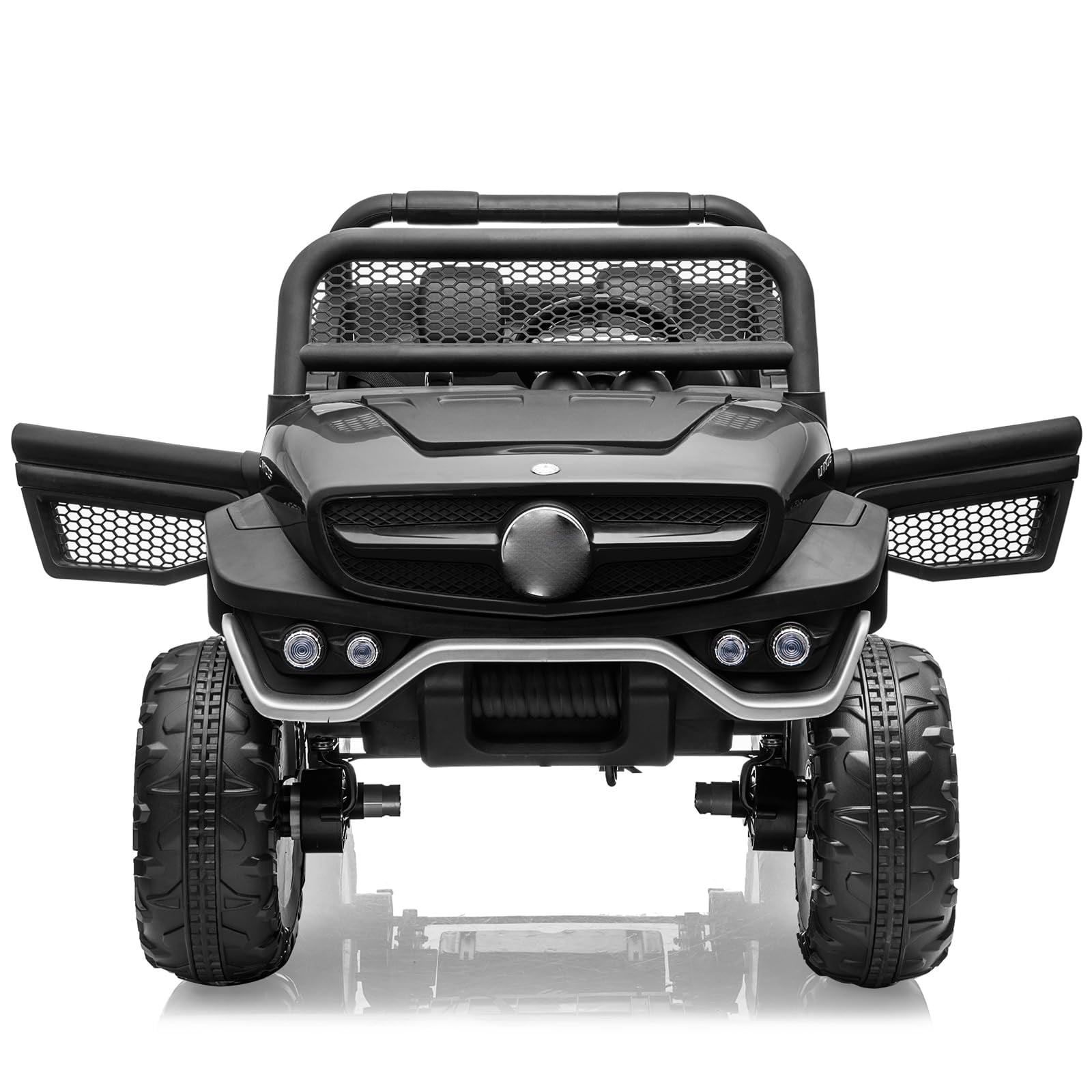 Ataucjin 24V Ride On Truck Car For Kids 2 Seater Toddles UTV Electric Car With Remote Control Battery Display Spring Suspension Led Lights USB&Music Ride On Toy For Boys Girls